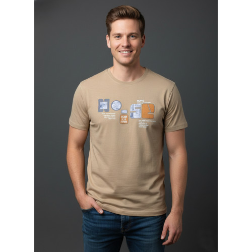Men’s Beige Graphic Printed Co..