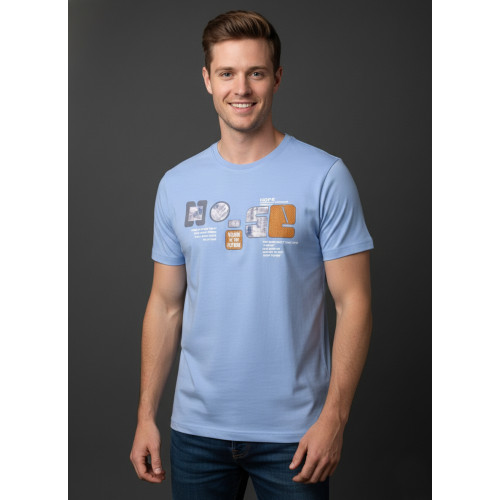 Men’s Sky Blue Graphic Printed..