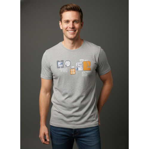 Men’s Grey Graphic Printed Cot..