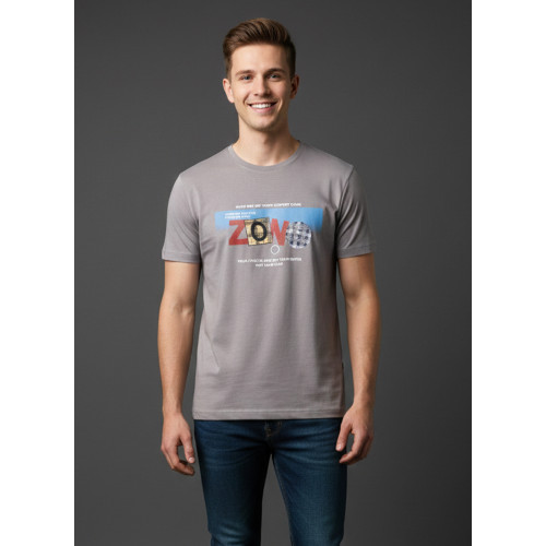 Men’s Grey Graphic Printed Cot..