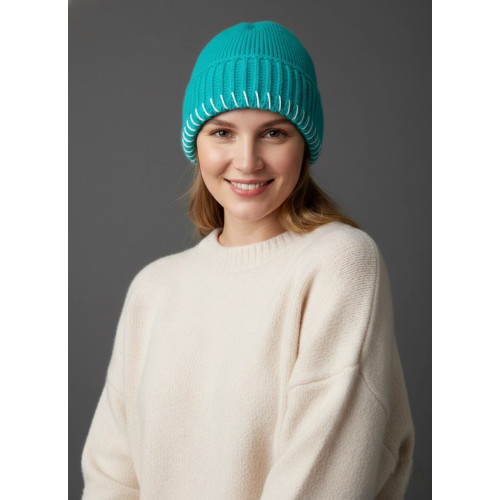 Women Sea Green Knitted Beanie