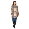 Warmline Women's Fashionable double-breasted check long coat 