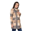 Warmline Women's Fashionable double-breasted check long coat 