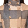 Warmline Women's Fashionable double-breasted check long coat 