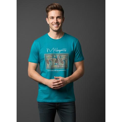 Men’s Teal Blue Graphic Printe..