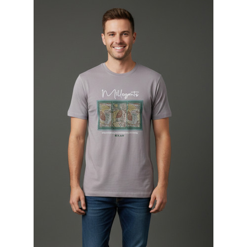 Men’s Grey Graphic Printed Cot..